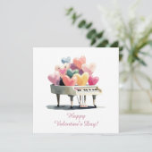 Piano van Liefdes Hartjes Valentijnsdag Kaart (Staand voorkant)