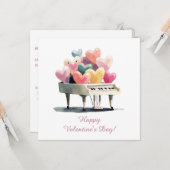 Piano van Liefdes Hartjes Valentijnsdag Kaart (Voorkant / Achterkant in situ)