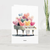 Piano van Liefdes Hartjes Valentijnsdag Kaart (Achterkant)