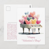 Piano van liefdesharten Valentijnsdag Briefkaart (Voorkant / Achterkant)