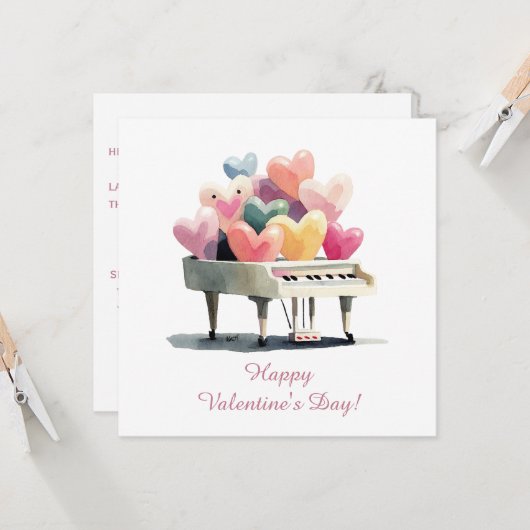 Piano van Liefdesharten Valentijnsdag Kaart (Voorkant / Achterkant in situ)
