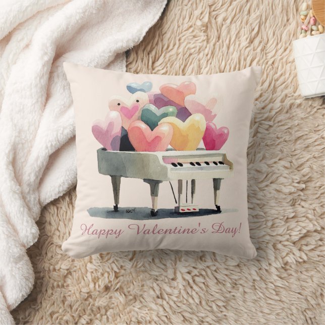 Piano van liefdesharten Valentijnsdag Kussen (Deken)