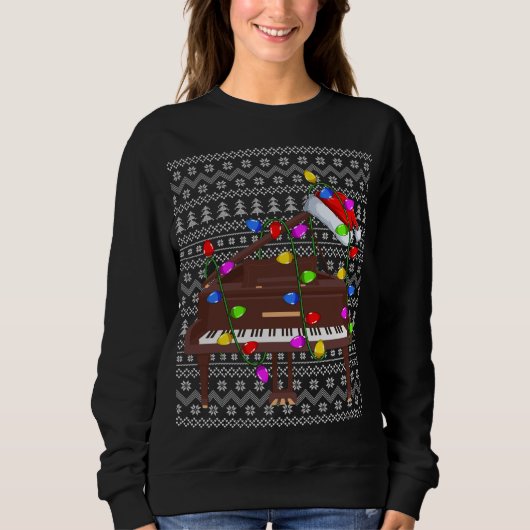 Piano Verlichting Xmas Sweater Lelijke Piano Kerst (Voorkant)