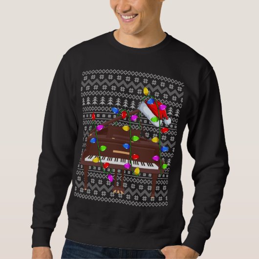Piano Verlichting Xmas Sweater Lelijke Piano Kerst (Voorkant)