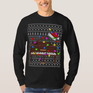 Piano Verlichting Xmas Sweater Lelijke Piano Kerst T-shirt