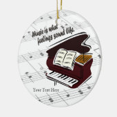 Piano-versie waarmee het geluid wordt weergegeven  keramisch ornament (Links)