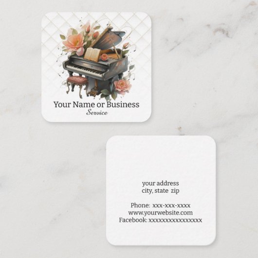 Piano Vierkante Visitekaartje (Voorkant / Achterkant)