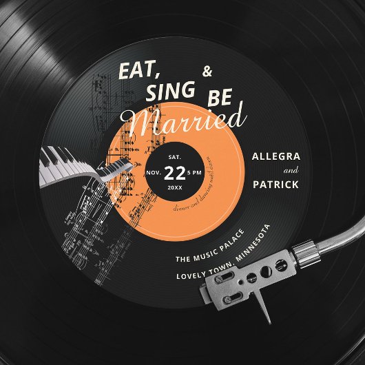 Piano Vinyl Music Partitions Thleing Black Wedding Kaart
