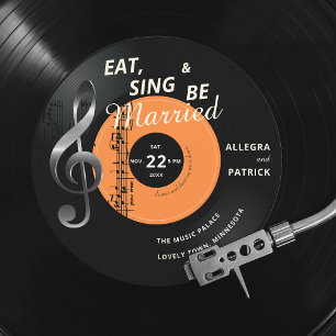 Piano Vinyl Music Thleble Treble Clef Black Weddin Kaart