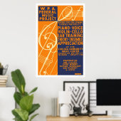Piano Violin Classes 1939 WPA Poster (Thuiskantoor)