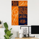 Piano Violin Classes 1939  WPA-Poster Poster (Thuiskantoor)