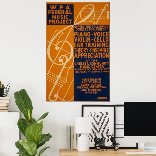 Piano Violin Classes 1939  WPA-Poster Poster (Thuiskantoor)