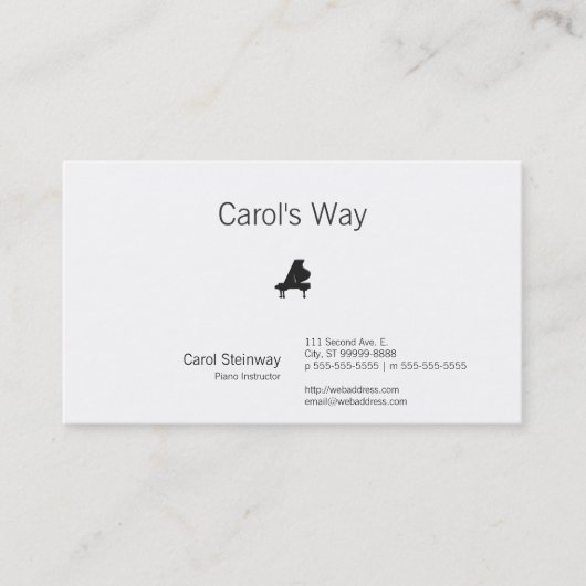 Piano Visitekaartje (Voorkant)