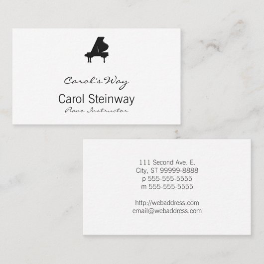 Piano Visitekaartje (Voorkant / Achterkant)