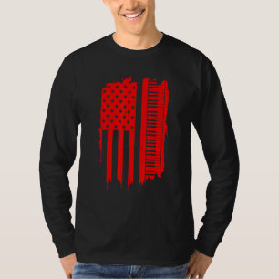 Piano voor mannen Vrouwen klampen Amerikaans toets T-shirt