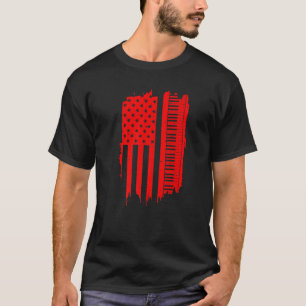 Piano voor mannen Vrouwen klampen Amerikaans toets T-shirt