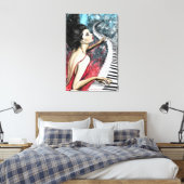 Piano Vrouw Canvas Print (Insitu (Slaapkamer))