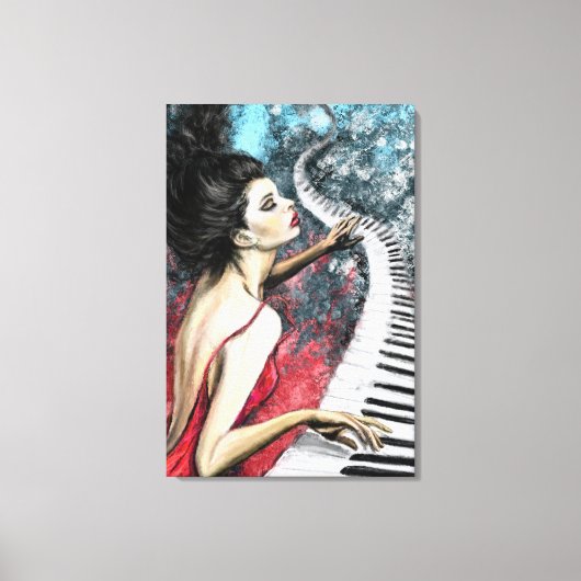 Piano Vrouw Canvas Print (Voorkant)
