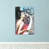 Piano Vrouw Canvas Print (Insitu (Houten vloer))