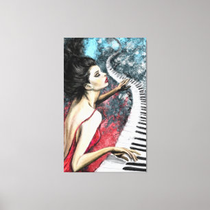 Piano Vrouw Canvas Print
