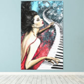 Piano Vrouw Canvas Print (Insitu (Houten vloer))