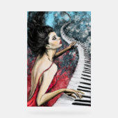 Piano Vrouw Kunst het Schilderen Acryl Teken Bord (Voorkant)