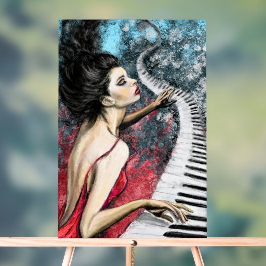 Piano Vrouw Kunst het Schilderen Acryl Teken Bord (Neutraal)