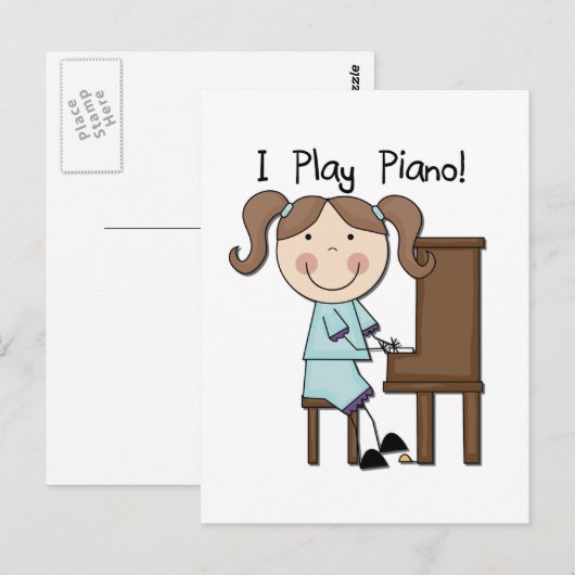 Piano - Vrouw Tshirts en cadeaus Briefkaart (Voorkant / Achterkant)