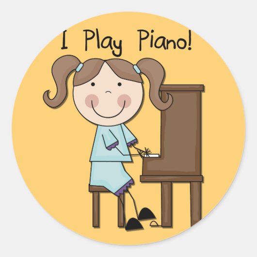 Piano - Vrouw Tshirts en cadeaus Ronde Sticker (Voorkant)