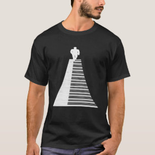 Piano Walker T Shirt Abstracte Muziek Toetsenbord