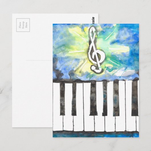 Piano-Waterverf Briefkaart (Voorkant / Achterkant)