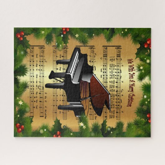 Piano ~ "We wensen je een prettige kerstdag" ~ Legpuzzel (Horizontaal)
