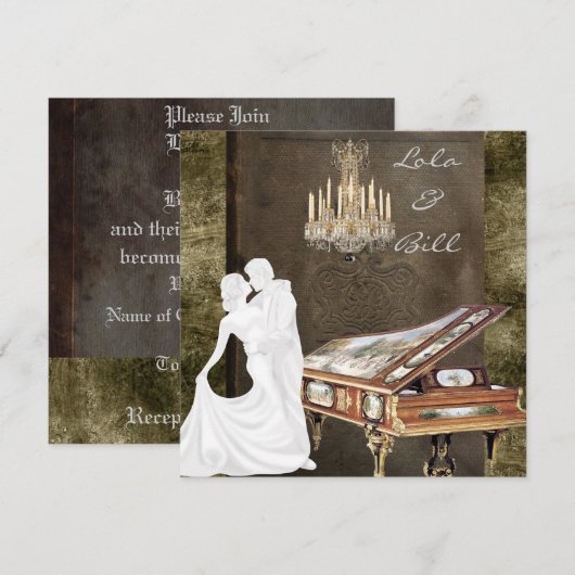  PIANO Wedding Invitation Antiek Kaart (Voorkant / Achterkant)
