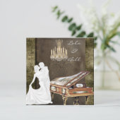  PIANO Wedding Invitation Antiek Kaart (Staand voorkant)