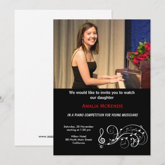 Piano-wedstrijd Kaart (Voorkant / Achterkant)