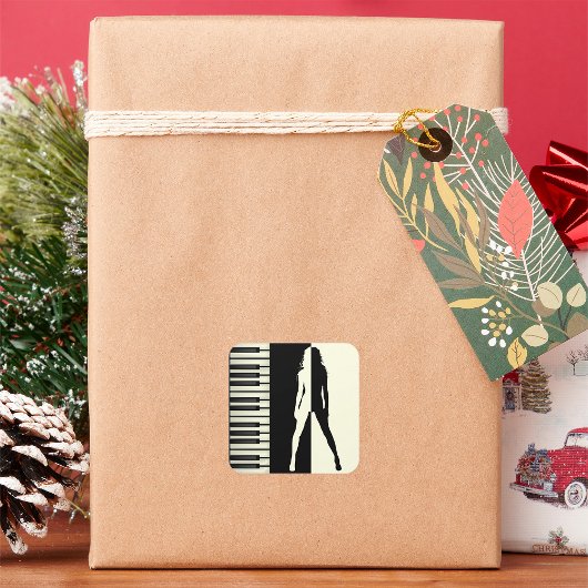 Piano Woman Vierkante Sticker