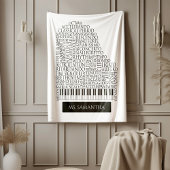 Piano Word Cloud Gift voor Piano Teacher Fleece Deken
