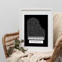 Piano Word Cloud Gift voor Piano Teacher