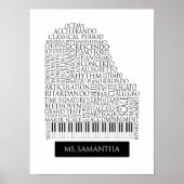 Piano Word Cloud Gift voor Piano Teacher Poster (Voorkant)