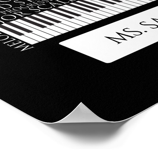 Piano Word Cloud Gift voor Piano Teacher Poster (Hoek)