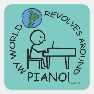 Piano - World Revolves omringt rond pleisterkteken Vierkante Sticker