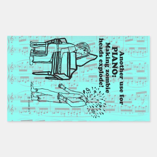 Piano Zombie Explode Rechthoekige Sticker (Voorkant)