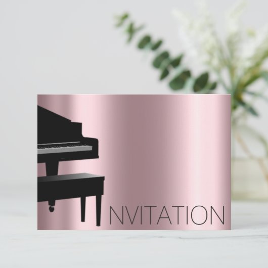 Pianoconcert Formeel minimalisme Vip Black Pink Kaart (Staand voorkant)