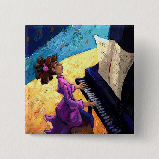 Pianoconcert Vierkante Button 5,1 Cm (Voorkant)