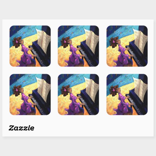 Pianoconcert Vierkante Sticker (Vel)