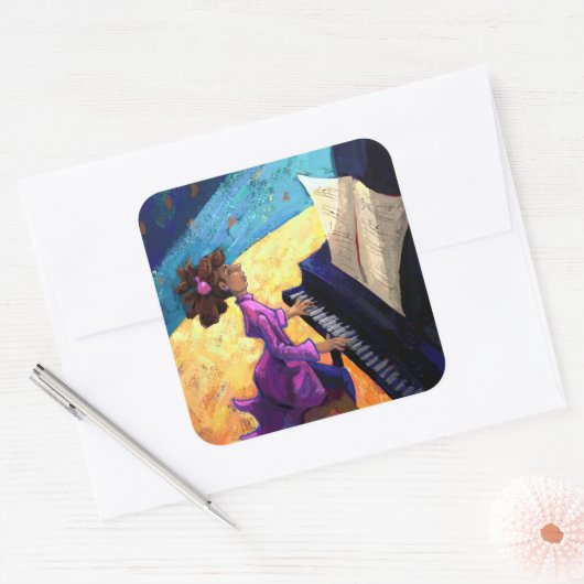 Pianoconcert Vierkante Sticker (Envelop)