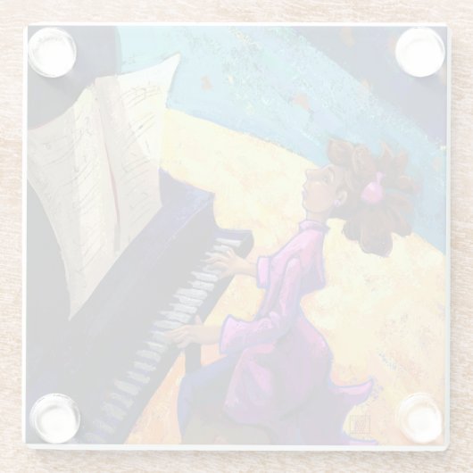 Pianoconcertkunst Glazen Onderzetter (Achterkant)