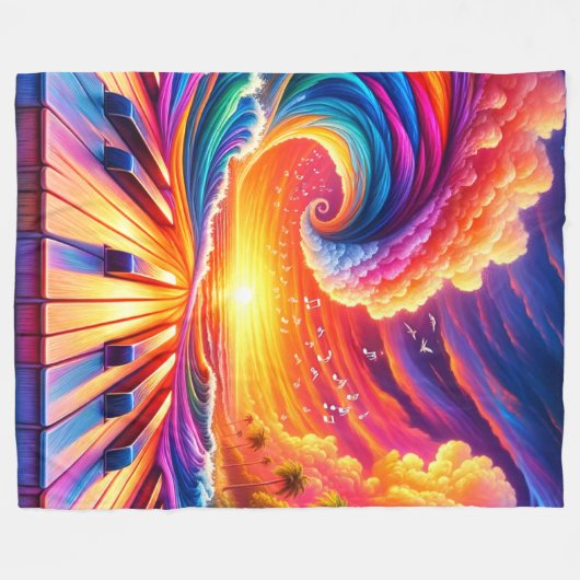 Pianodesign Fleece Deken (Voorkant (Horizontaal))