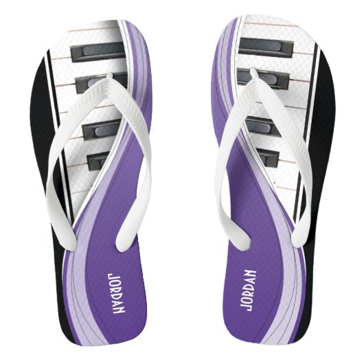 Pianodesign met Paarse swoosh Teenslippers (Voetbed)