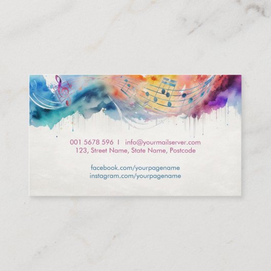 Pianodocent Muziekdocent Visitekaartje (Achterkant)